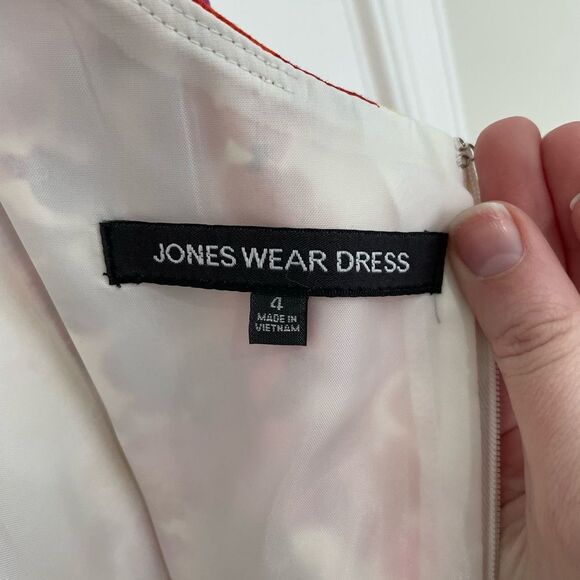 Jones Wear Dress Yellow Pink Red Structured A Line 2000s Floral Womens Size 4 - Picture 4 of 6